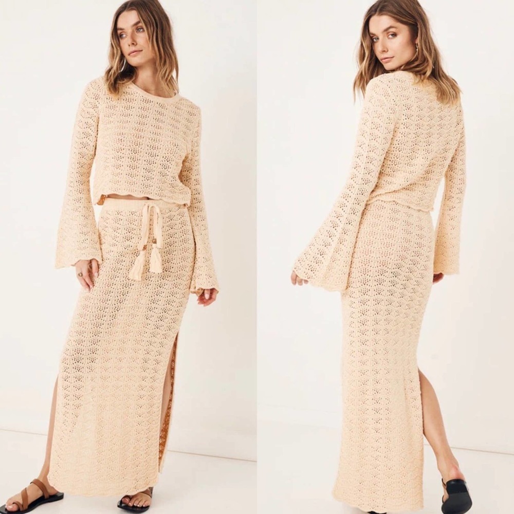 NWOT  Spell Road to Paradise Knit Set in Wheat (Skirt & Top) Size Small